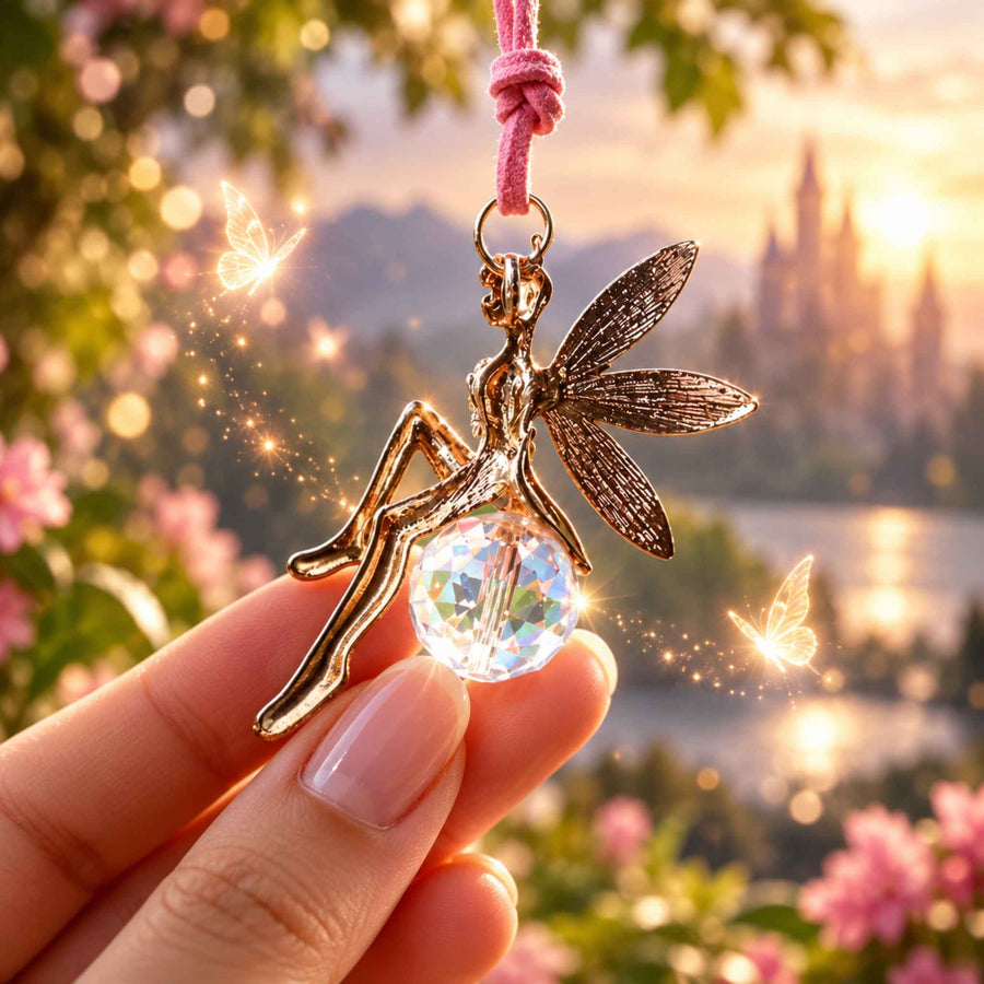 Fairy crystal ball car mirror and bag charm, another view